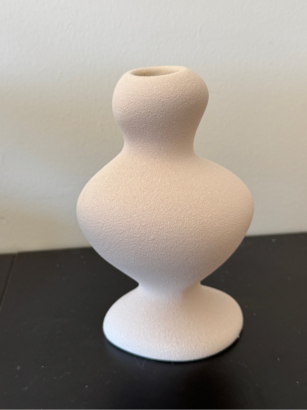 H&M Home ceramic candlestick holder textured wavy neutral decor shelf bulbous
